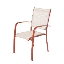 Fauteuil Empilable Ligne ARIES En Aluminium & Toile Coloris Terracotta