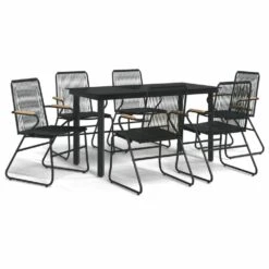 VIDAXL Ensemble à Dîner De Jardin 7 Pcs Noir Rotin Pvc