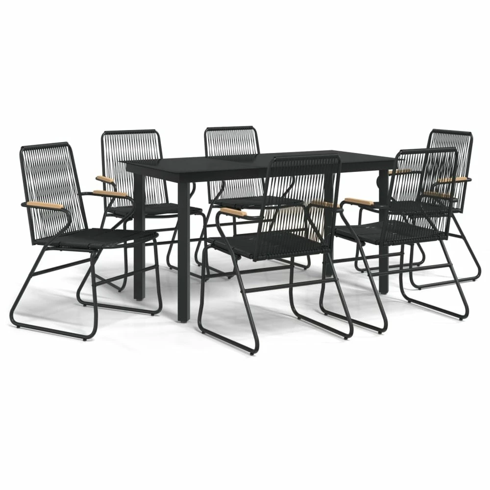 VIDAXL Ensemble à Dîner De Jardin 7 Pcs Noir Rotin Pvc 3 VIDAXL Ensemble à Dîner De Jardin 7 Pcs Noir Rotin Pvc