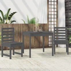 VIDAXL Ensemble De Bistrot De Jardin 3 Pcs Gris Bois De Pin Massif -VIDAXL || SuperFish || Konstsmide Soldes Boutique 1b3f25089f126518