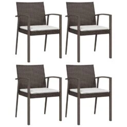 VIDAXL Chaises De Jardin Coussins Lot De 4 Marron 56,5x57x83 Cm Rotin -VIDAXL || SuperFish || Konstsmide Soldes Boutique 1c916fd15b8f21ca