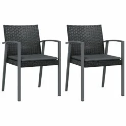 VIDAXL Chaises De Jardin Et Coussins Lot De 2 Noir 56,5x57x83 Cm Rotin -VIDAXL || SuperFish || Konstsmide Soldes Boutique 28f546333d212a0f