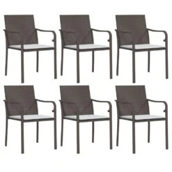 VIDAXL Chaises De Jardin Et Coussins Lot De 6 Marron 56x59x84 Cm Rotin -VIDAXL || SuperFish || Konstsmide Soldes Boutique 333135f79f94a4b2