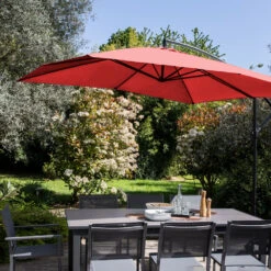 Parasol Déporté 3x3m Et 4 Dalles à Lestées Aluminium Rouge -VIDAXL || SuperFish || Konstsmide Soldes Boutique 3d89069f5bb22edd