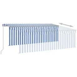 VIDAXL Auvent Manuel Rétractable Avec Store 4x3 M Bleu Et Blanc -VIDAXL || SuperFish || Konstsmide Soldes Boutique 42abf6cfcfa8d4a8