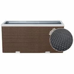 Jardinière En Résine Tressée Avec Cadre En Aluminium 70 X 38 X 40 Cm