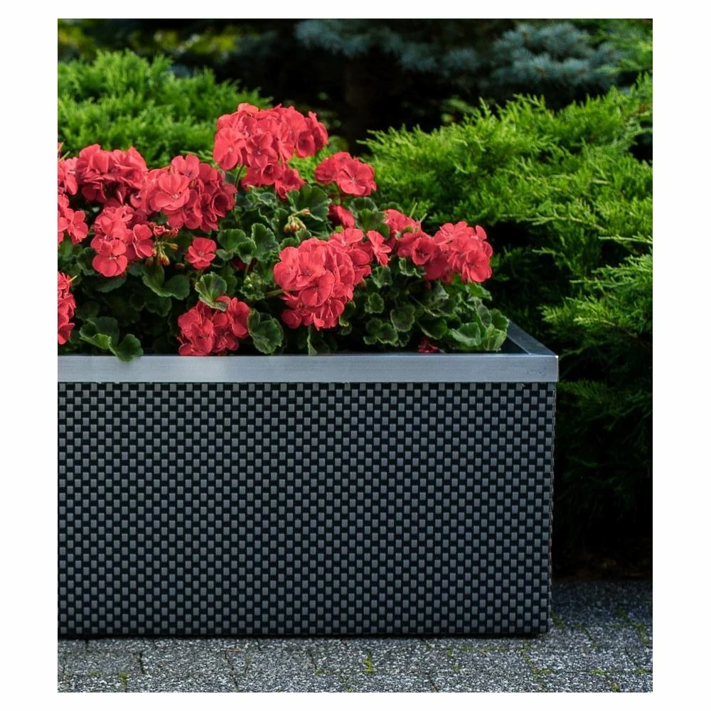 Jardinière En Résine Tressée Avec Réserve D'eau Et Cadre En Aluminium 125 X 39 X 4 Jardinière En Résine Tressée Avec Réserve D'eau Et Cadre En Aluminium 125 X 39 X – Image 2