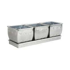 Jardinière 3 Pots En Zinc Brossé