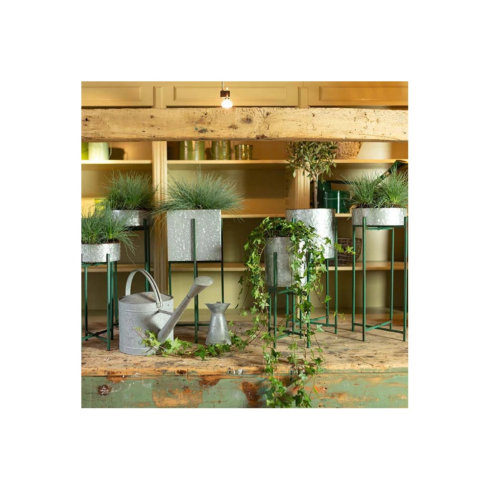 ESSCHERT DESIGN Jardinière Sur Pied En Zinc Intérieure Extérieure (lot De 2) Rondes - 2,7 / 3,8 4 ESSCHERT DESIGN Jardinière Sur Pied En Zinc Intérieure Extérieure (lot De 2) Rondes - 2,7 / 3,8 – Image 2