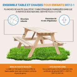 Table Enfant En Bois – Table Et Chaise Enfant - 81x60xh50 Cm - M012-1 -VIDAXL || SuperFish || Konstsmide Soldes Boutique 6405d9b6944da0.39127811