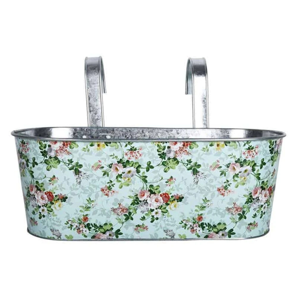 ESSCHERT DESIGN Jardinière Zinc Imprimé Roses 3 ESSCHERT DESIGN Jardinière Zinc Imprimé Roses