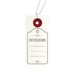Etiquettes Blanches + Tampon Bois Invitation