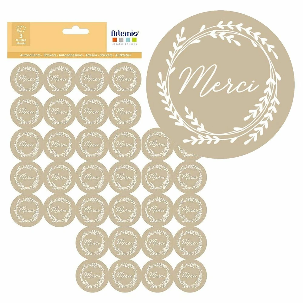 180 Stickers Kraft Merci ø 3,5 Cm 3 180 Stickers Kraft Merci ø 3,5 Cm