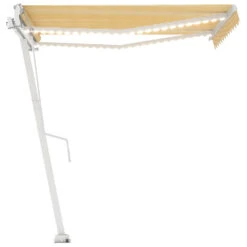 VIDAXL Auvent Automatique Capteur De Vent/led 350x250cm Jaune Et Blanc