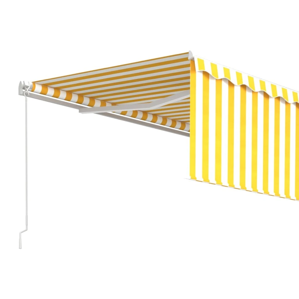 VIDAXL Auvent Manuel Rétractable Avec Store 4,5x3 M Jaune Et Blanc 7 VIDAXL Auvent Manuel Rétractable Avec Store 4,5x3 M Jaune Et Blanc – Image 5