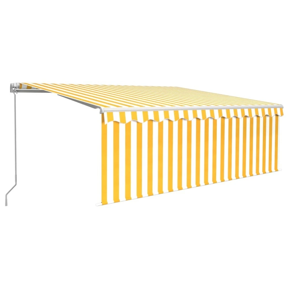 VIDAXL Auvent Manuel Rétractable Avec Store 4,5x3 M Jaune Et Blanc 3 VIDAXL Auvent Manuel Rétractable Avec Store 4,5x3 M Jaune Et Blanc