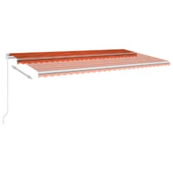 VIDAXL Auvent Automatique Capteur De Vent Et Led 6x3,5 M Orange Marron -VIDAXL || SuperFish || Konstsmide Soldes Boutique 6426dda9109854.13194999