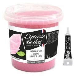 Sucre Barbe à Papa Rose 1 Kg + Stylo Glaçage Noir