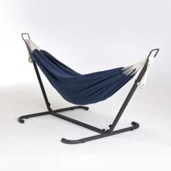 Copacabana Bleu : Hamac Sur Pied 2,6 M Avec Toile En Tissu Polyester Bleu