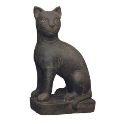 Statue Jardin Chat Assis 45 Cm - Gris Anthracite 45 Cm