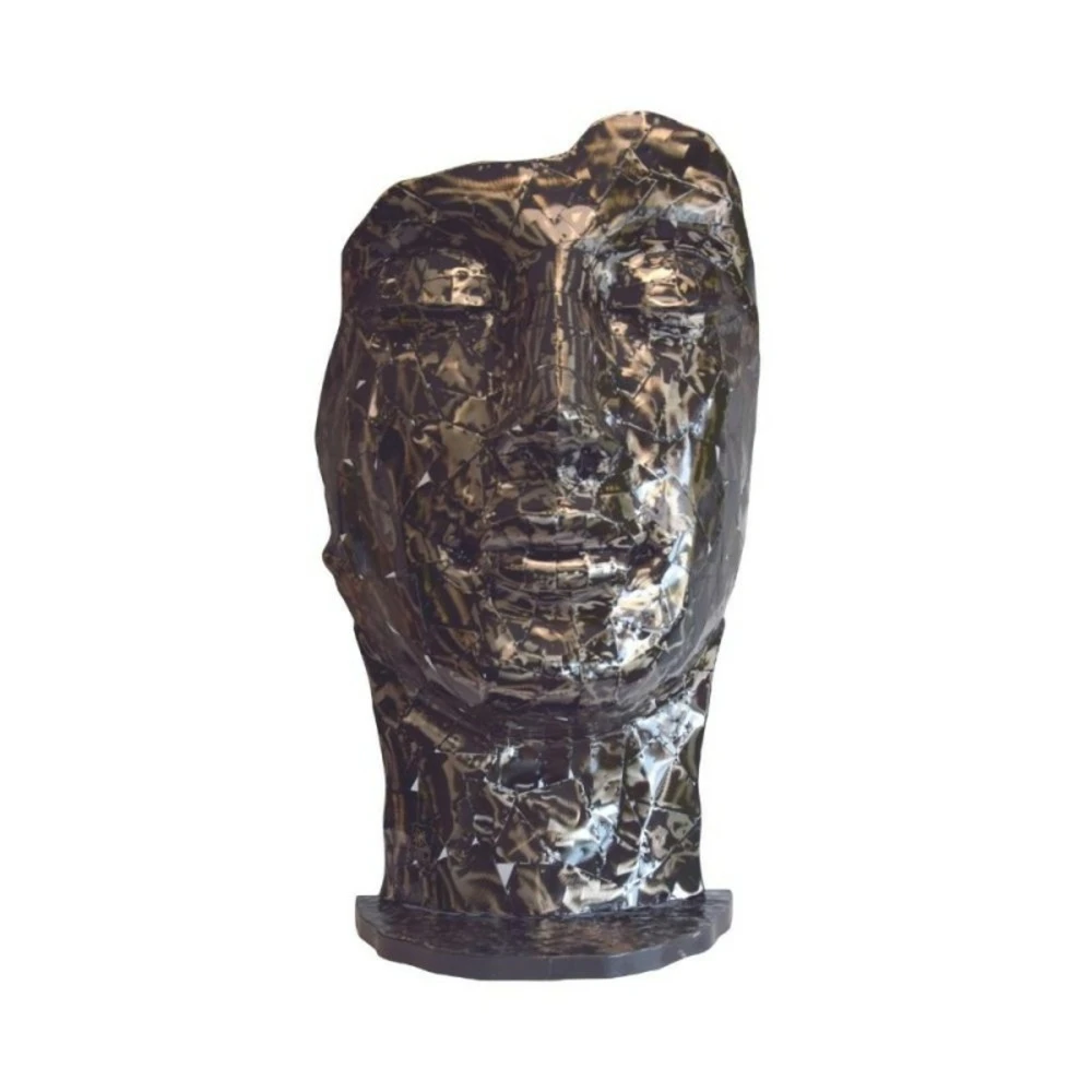 Statue Visage Métal Mosaïque 108 Cm - Gris Anthracite 3 Statue Visage Métal Mosaïque 108 Cm - Gris Anthracite