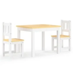 VIDAXL Ensemble De Table Et Chaises Pour Enfants 3 Pcs Blanc Et Beige -VIDAXL || SuperFish || Konstsmide Soldes Boutique 64387d74e4bf04.04806845