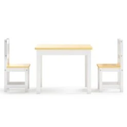 VIDAXL Ensemble De Table Et Chaises Pour Enfants 3 Pcs Blanc Et Beige -VIDAXL || SuperFish || Konstsmide Soldes Boutique 64387d74e7ee02.51139245