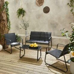 Salon De Jardin En Métal Et Textilène Pour 4 Personnes. Gris Foncé Et Noir. Design 11 Salon De Jardin En Métal Et Textilène Pour 4 Personnes. Gris Foncé Et Noir. Design -VIDAXL || SuperFish || Konstsmide Soldes Boutique 644675be8e3e59.89202633