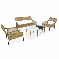 Salon De Jardin Bas 4 Places Komodo – Ensemble Canapé 2 Places Et 2 Fauteuils Avec 3 Tables Gigognes. Résine Tressée Effet Rotin. -VIDAXL || SuperFish || Konstsmide Soldes Boutique 6446765929d4e0.04282660