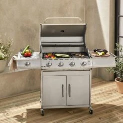 Barbecue Gaz Inox 17kw - Richelieu Inox - Barbecue 5 Brûleurs Dont 1 Feu Latéral. Côté Grill Et Côté Plancha -VIDAXL || SuperFish || Konstsmide Soldes Boutique 64467a35232da7.27127929