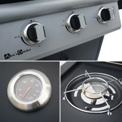 Barbecue Gaz - Athos - Barbecue 4 Brûleurs Dont 1 Feu Latéral Noir. Grilles En Fonte -VIDAXL || SuperFish || Konstsmide Soldes Boutique 64467a38dc7106.05283075