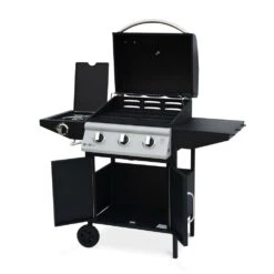 Barbecue Gaz - Athos - Barbecue 4 Brûleurs Dont 1 Feu Latéral Noir. Grilles En Fonte -VIDAXL || SuperFish || Konstsmide Soldes Boutique 64467a38e16161.38886008