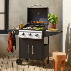Barbecue Gaz - Athos - Barbecue 4 Brûleurs Dont 1 Feu Latéral Noir. Grilles En Fonte -VIDAXL || SuperFish || Konstsmide Soldes Boutique 64467a38eb1c04.46818745