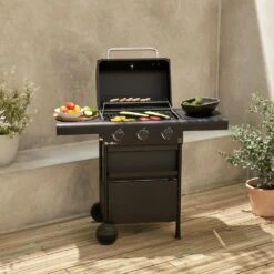 Barbecue Gaz 3 Brûleurs. Tablettes Rabattables - Bonacieux - Noir. Avec Rangement -VIDAXL || SuperFish || Konstsmide Soldes Boutique 64467a3cd20c89.89038440