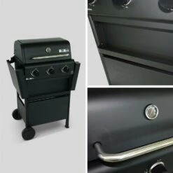 Barbecue Gaz 3 Brûleurs. Tablettes Rabattables - Bonacieux - Noir. Avec Rangement -VIDAXL || SuperFish || Konstsmide Soldes Boutique 64467a3cdb6e18.63808787