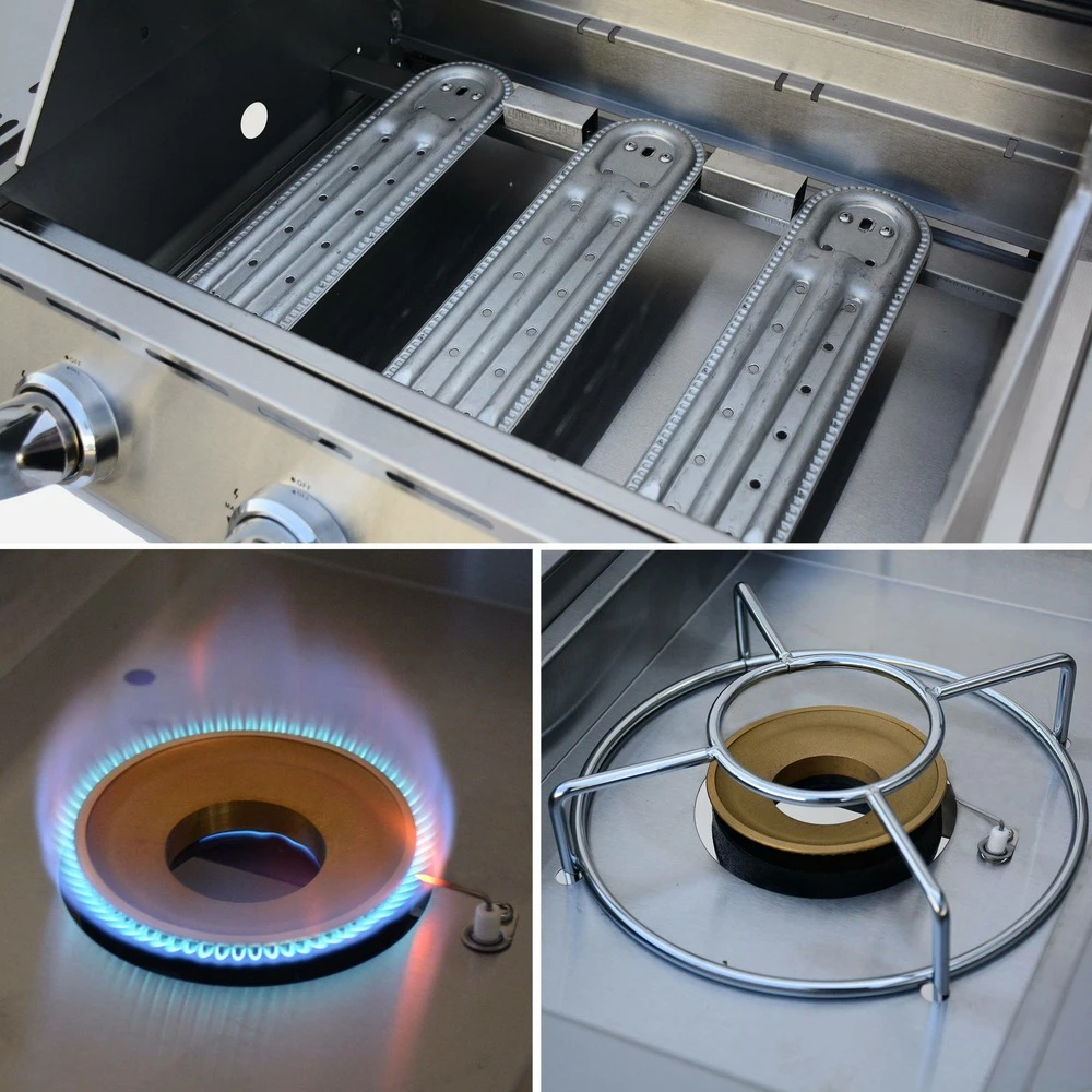 Barbecue Gaz Inox 14kw - Richelieu Rouge - Barbecue 4 Brûleurs Dont 1 Feu Latéral. Côté Grill Et Côté Plancha 7 Barbecue Gaz Inox 14kw - Richelieu Rouge - Barbecue 4 Brûleurs Dont 1 Feu Latéral. Côté Grill Et Côté Plancha – Image 5