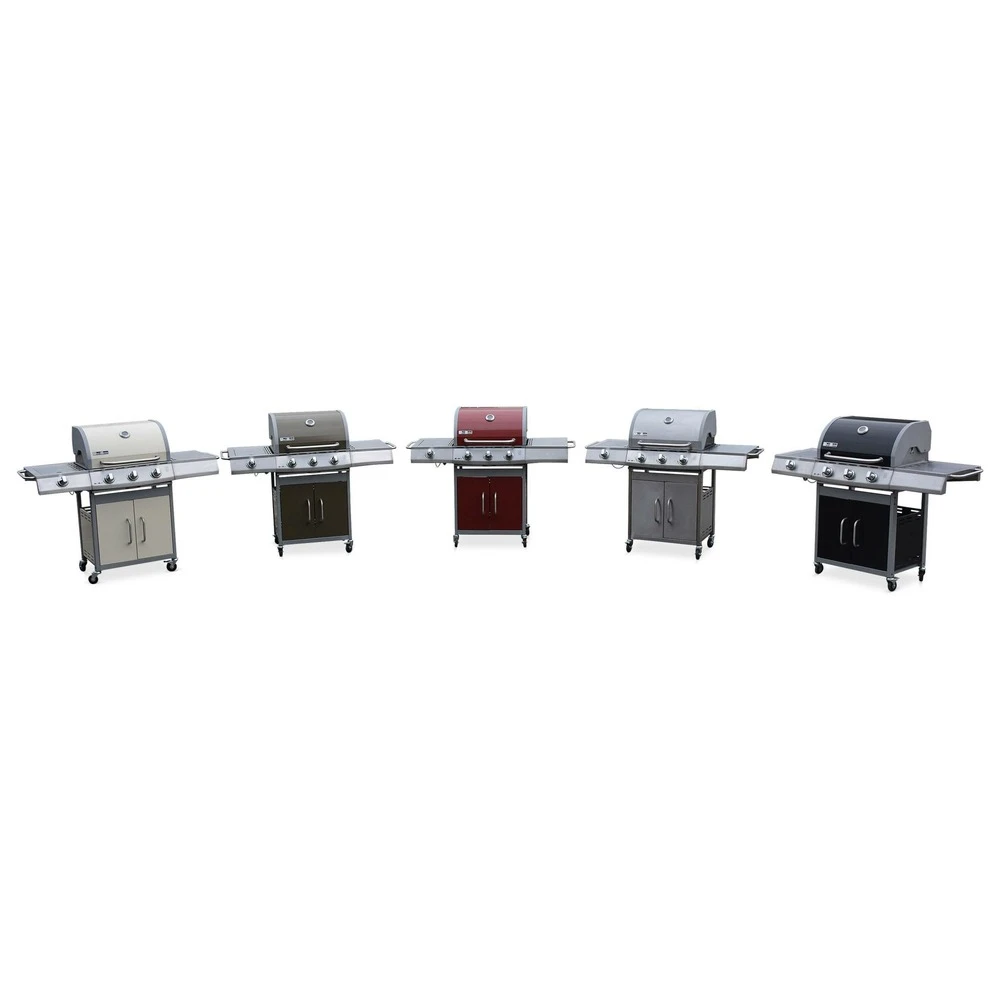 Barbecue Gaz Inox 14kw - Richelieu Rouge - Barbecue 4 Brûleurs Dont 1 Feu Latéral. Côté Grill Et Côté Plancha 8 Barbecue Gaz Inox 14kw - Richelieu Rouge - Barbecue 4 Brûleurs Dont 1 Feu Latéral. Côté Grill Et Côté Plancha – Image 6