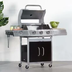 Barbecue Gaz Inox 14kw - Richelieu Noir - Barbecue 4 Brûleurs Dont 1 Feu Latéral. Côté Grill Et Côté Plancha -VIDAXL || SuperFish || Konstsmide Soldes Boutique 64467a4acbcec1.14403154