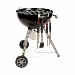Barbecue Premium Charbon De Bois ø57cm. Charles + Accessoires - Noir émaillé. Avec Grille Amovible. Aérateurs. Fumoir. Récupérateur -VIDAXL || SuperFish || Konstsmide Soldes Boutique 64467a69332244.03688787