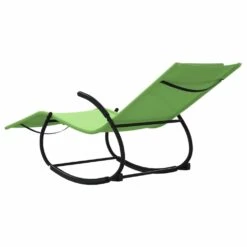 VIDAXL Chaise Longue à Bascule Vert Acier Et Textilène -VIDAXL || SuperFish || Konstsmide Soldes Boutique 644be8b2bb99d4.20306647