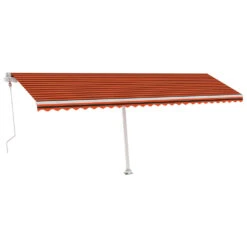 VIDAXL Auvent Automatique Capteur De Vent Led 600x300 Cm Orange Marron
