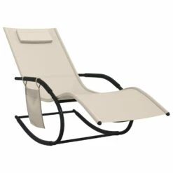 VIDAXL Chaises Longues à Bascule 2 Pcs Crème Acier Et Textilène -VIDAXL || SuperFish || Konstsmide Soldes Boutique 64535012d5efb9.92953639