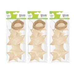 3 Guirlandes En Bois 10 étoiles + Cordon