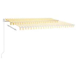 VIDAXL Auvent Rétractable Automatique Et Poteaux 4,5x3m Jaune Et Blanc -VIDAXL || SuperFish || Konstsmide Soldes Boutique 645657dcb13712.02894024