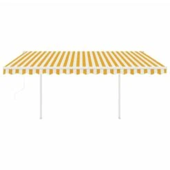 VIDAXL Auvent Rétractable Automatique Et Poteaux 4,5x3m Jaune Et Blanc -VIDAXL || SuperFish || Konstsmide Soldes Boutique 645657dcb75b98.61639470