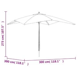 VIDAXL Parasol De Jardin Avec Mât En Bois Terre Cuite 300x300x273 Cm -VIDAXL || SuperFish || Konstsmide Soldes Boutique 645801d82ca0d5.55656107