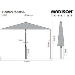 Madison Parasol Elba 300 Cm Gris -VIDAXL || SuperFish || Konstsmide Soldes Boutique 645801e3382cb7.75458836
