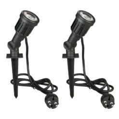 LuxForm Projecteur Led De Jardin 2 Pcs Dominica Noir Lux9522d.01