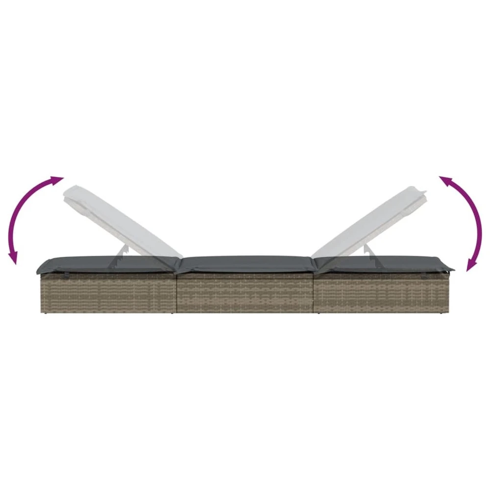 VIDAXL Transats 2 Pcs Avec Table Gris Résine Tressée 9 VIDAXL Transats 2 Pcs Avec Table Gris Résine Tressée – Image 7