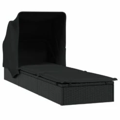 VIDAXL Transat Avec Toit Pliable Noir 213x63x97 Cm Résine Tressée -VIDAXL || SuperFish || Konstsmide Soldes Boutique 645ecef57dbfd9.21130365